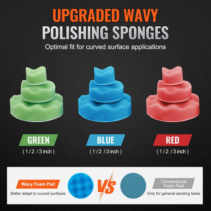 58-Piece Random Orbital Air Sander Kit with 0.5/1/1.5m Pads, 15000 RPM Speed