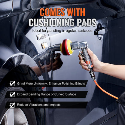 58-Piece Random Orbital Air Sander Kit with 0.5/1/1.5m Pads, 15000 RPM Speed