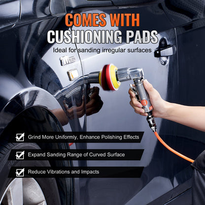 VEVOR 58PCS Air Sander Kit 1/2/3in Random Orbital Air Sander Polisher 15000r/min