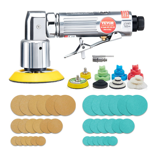 VEVOR 58PCS Air Sander Kit 1/2/3in Random Orbital Air Sander Polisher 15000r/min