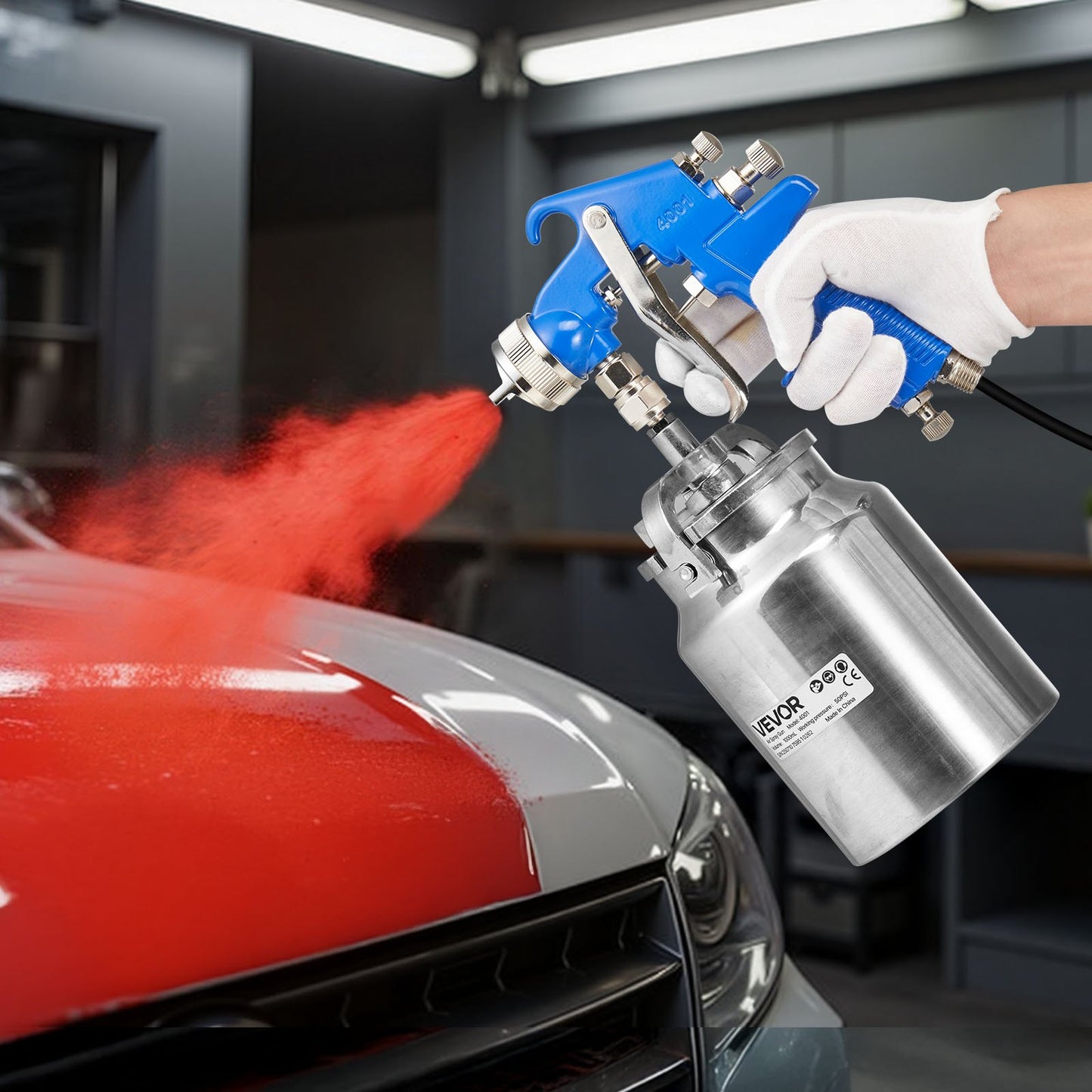 Siphon Feed Spray Gun, High Atomization Air Paint Spray Gun, 1000cc Automotive Paint Sprayer with 1.8 mm Nozzle, Adjustable Flow Rate & Air Volume for Car, Furniture, Wall, House Painting