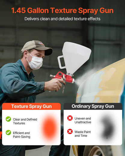 Air Texture Spray Gun, 4.5L Air Hopper Spray Gun, Professional Drywall Texture Painting Sprayer with 3 Nozzles (3.5mm, 6mm, 8mm) for Popcorn, Knockdown, Orange Peel Textures