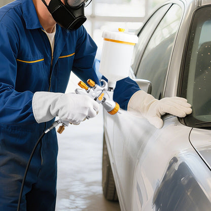 HVLP Air Spray Gun, Gravity Feed Paint Sprayer Gun with 3 Nozzles (1.3/1.4/1.7mm), 600ml Capacity Auto Paint Sprayer with Air Regulator for Automotive Primers, Clear Coats & Topcoats