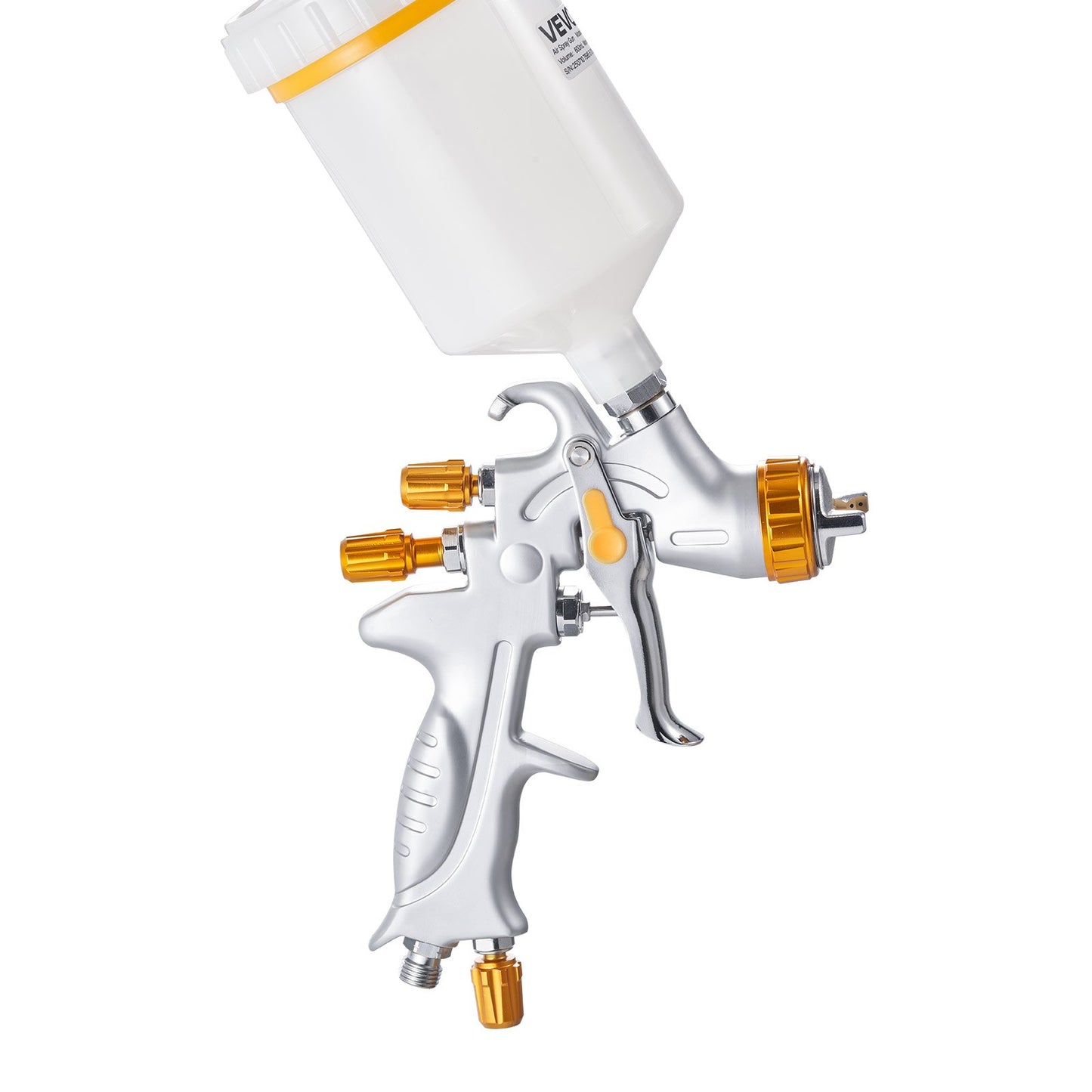 HVLP Air Spray Gun, Gravity Feed Paint Sprayer Gun with 3 Nozzles (1.3/1.4/1.7mm), 600ml Capacity Auto Paint Sprayer with Air Regulator for Automotive Primers, Clear Coats & Topcoats