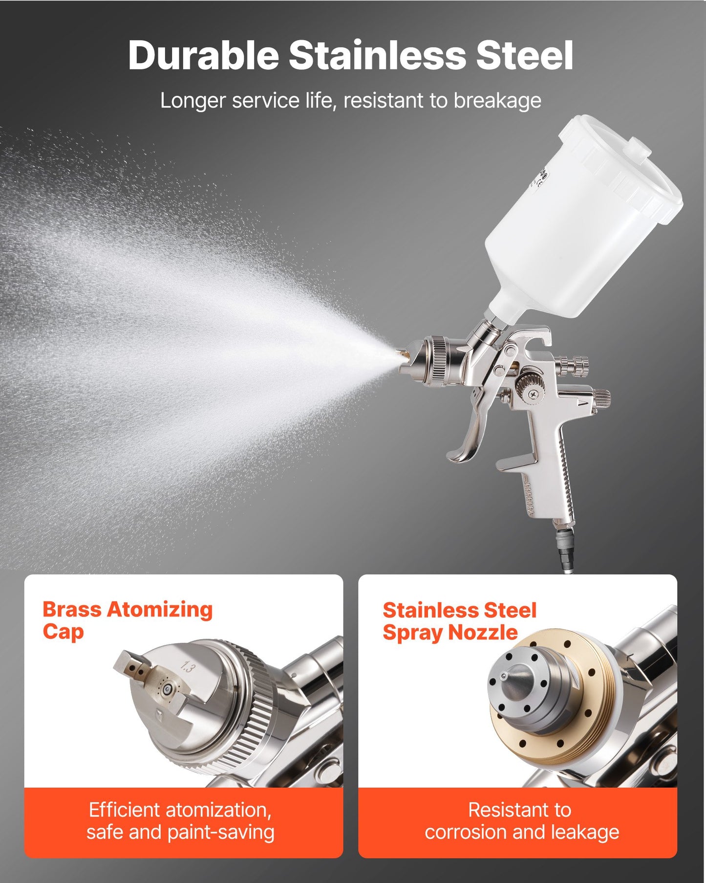 LVLP Air Spray Gun, Gravity Feed Paint Sprayer Gun with 3 Nozzles (1.3/1.4/1.7mm), 600ml Capacity Automotive Paint Sprayer with Air Regulator for Furniture, Car Painting, Home Improvement