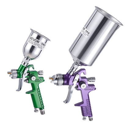 3-Piece Air Spray Gun Kit, Professional Auto Paint Spray Gun Set with 3 Nozzles (1/1.4/1.8mm), 3 Cups & Air Regulator, Gravity Feed Automotive Paint Sprayer for Primer, Topcoat & Touch-Up