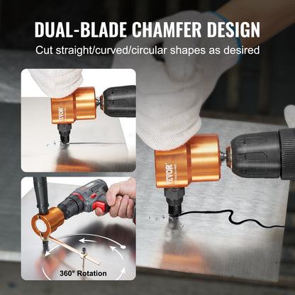 Double Head Metal Nibbler Cutter Drill Attachment, 1.6 mm Cut, 0.98 kg