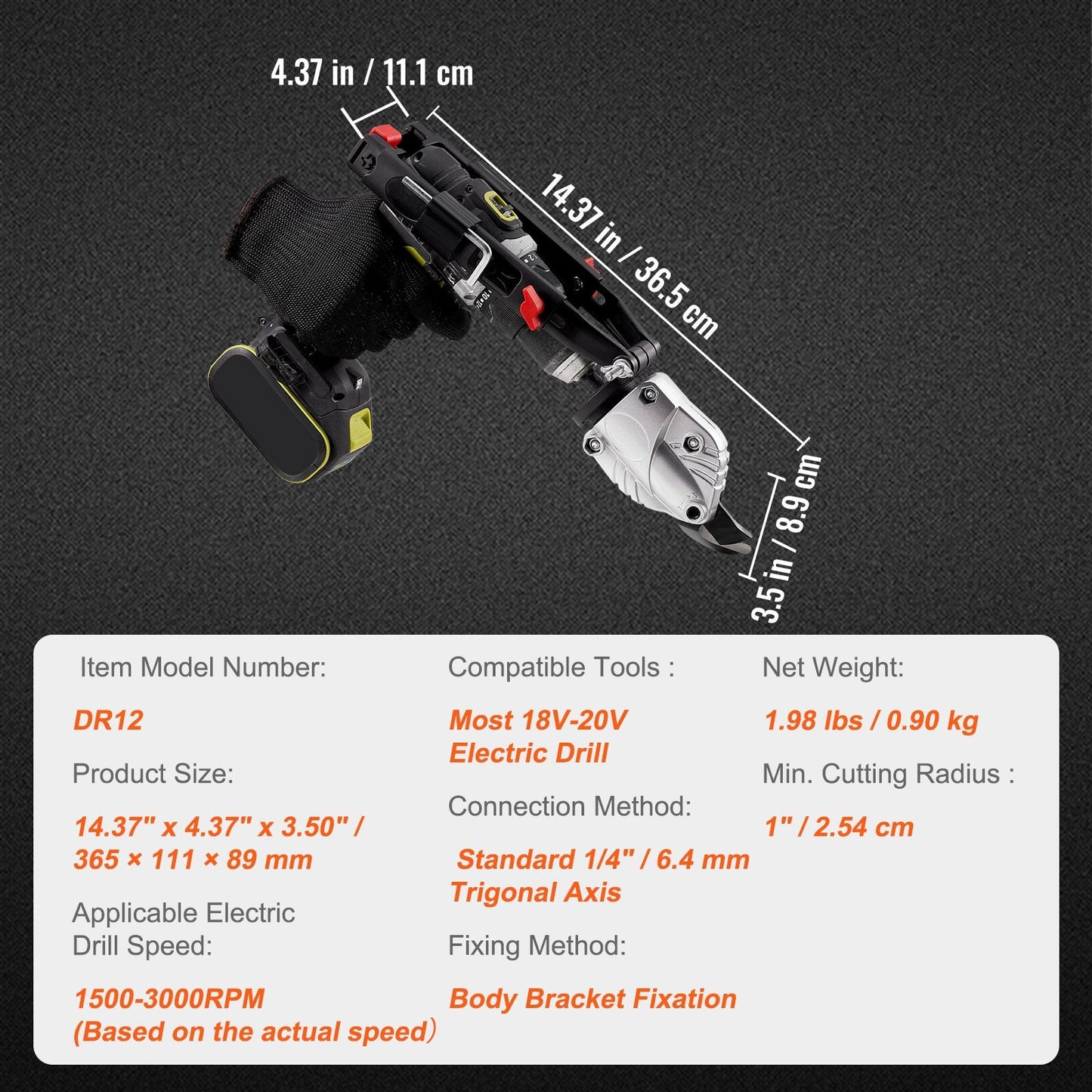 Metal Shears Drill Attachment with 360° Pivot Head for Various Metal Sheets