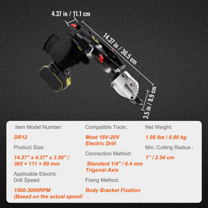 Metal Shears Drill Attachment with 360° Pivot Head for Various Metal Sheets