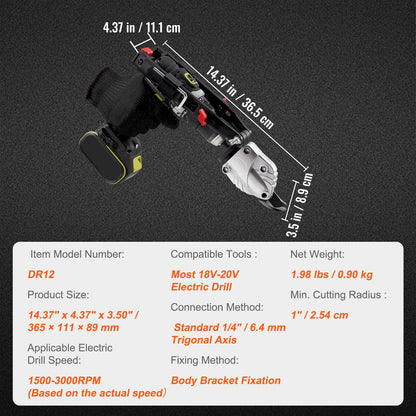 VEVOR Metal Cutter Drill Attachment, Metal Shears Attachment with 360 Degree Pivoting