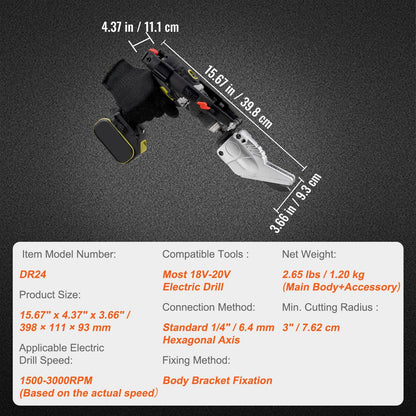 360° Pivot Board Cutter Attachment for Electric Drills, Cuts Fiber & Plasterboard
