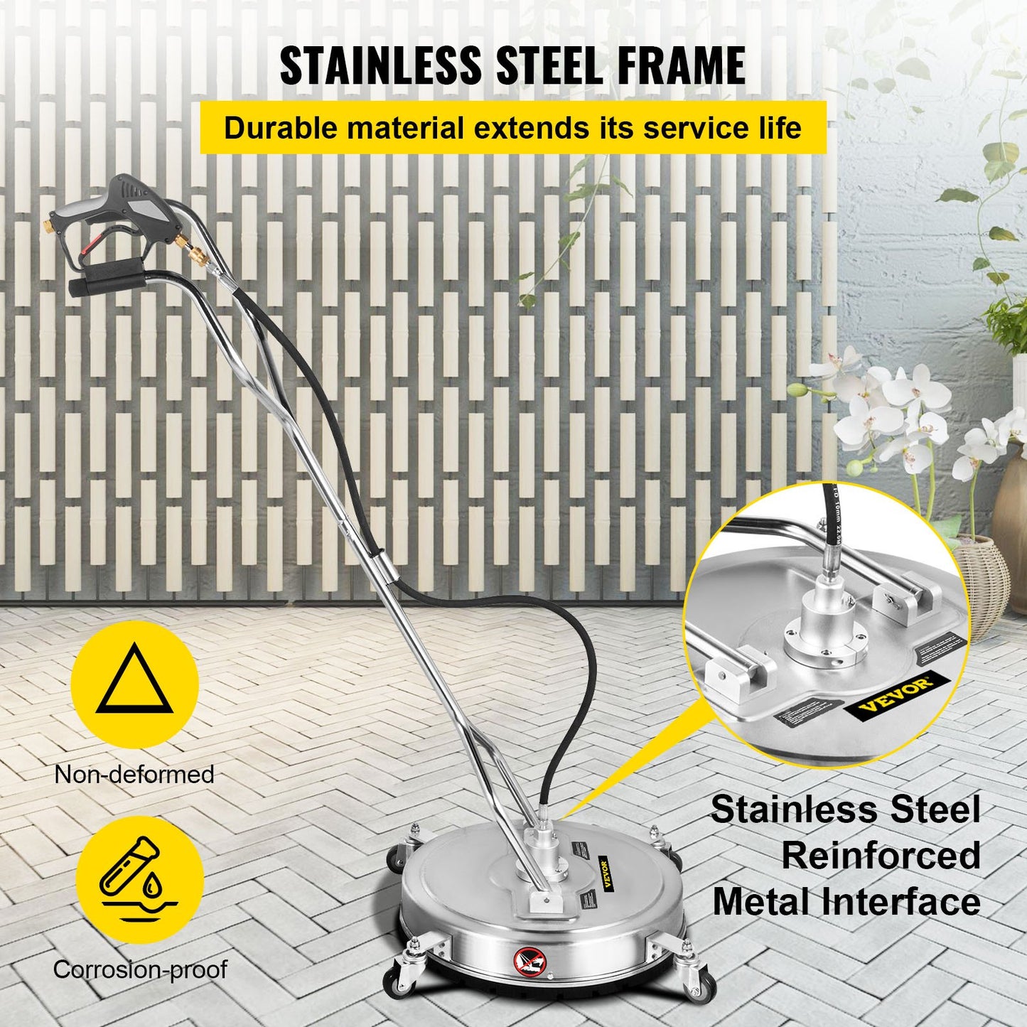 VEVOR Pressure Washer Surface Cleaner, 21'', Max. 4000 PSI Pressure by 3 Nozzles