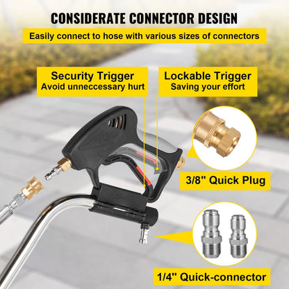 Pressure Washer Surface Cleaner, 0.58m, 4000 PSI, 3 Nozzles, Stainless Steel Frame