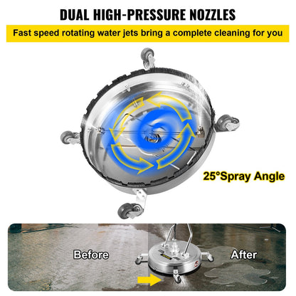 High-Pressure Surface Cleaner, 51 cm, 4000 PSI, Dual Nozzles, Stainless Steel
