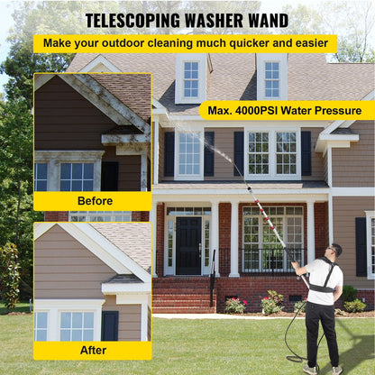 Telescoping Pressure Washer Wand, 6m Adjustable, 4000 PSI, 5 Nozzles, Quick Connect