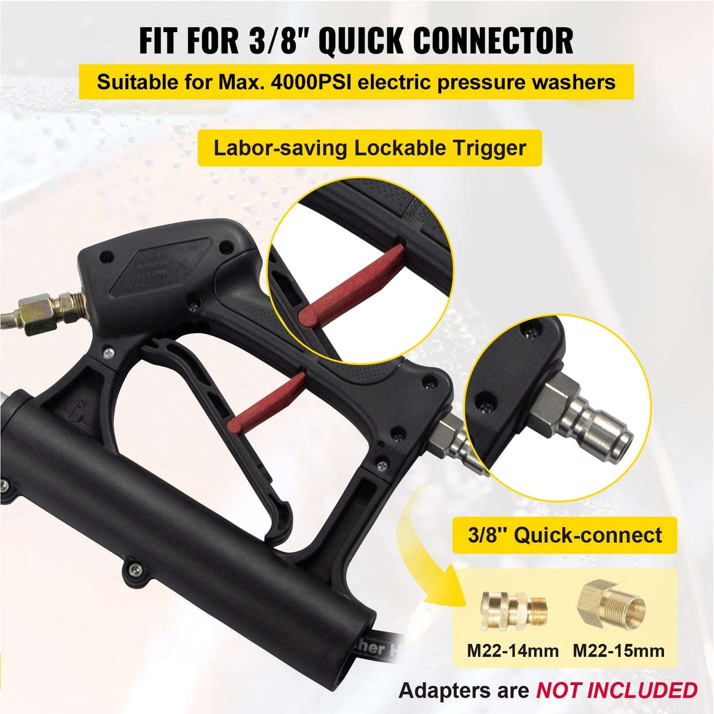 Telescoping Pressure Washer Wand, 6m Adjustable, 4000 PSI, 5 Nozzles, Quick Connect