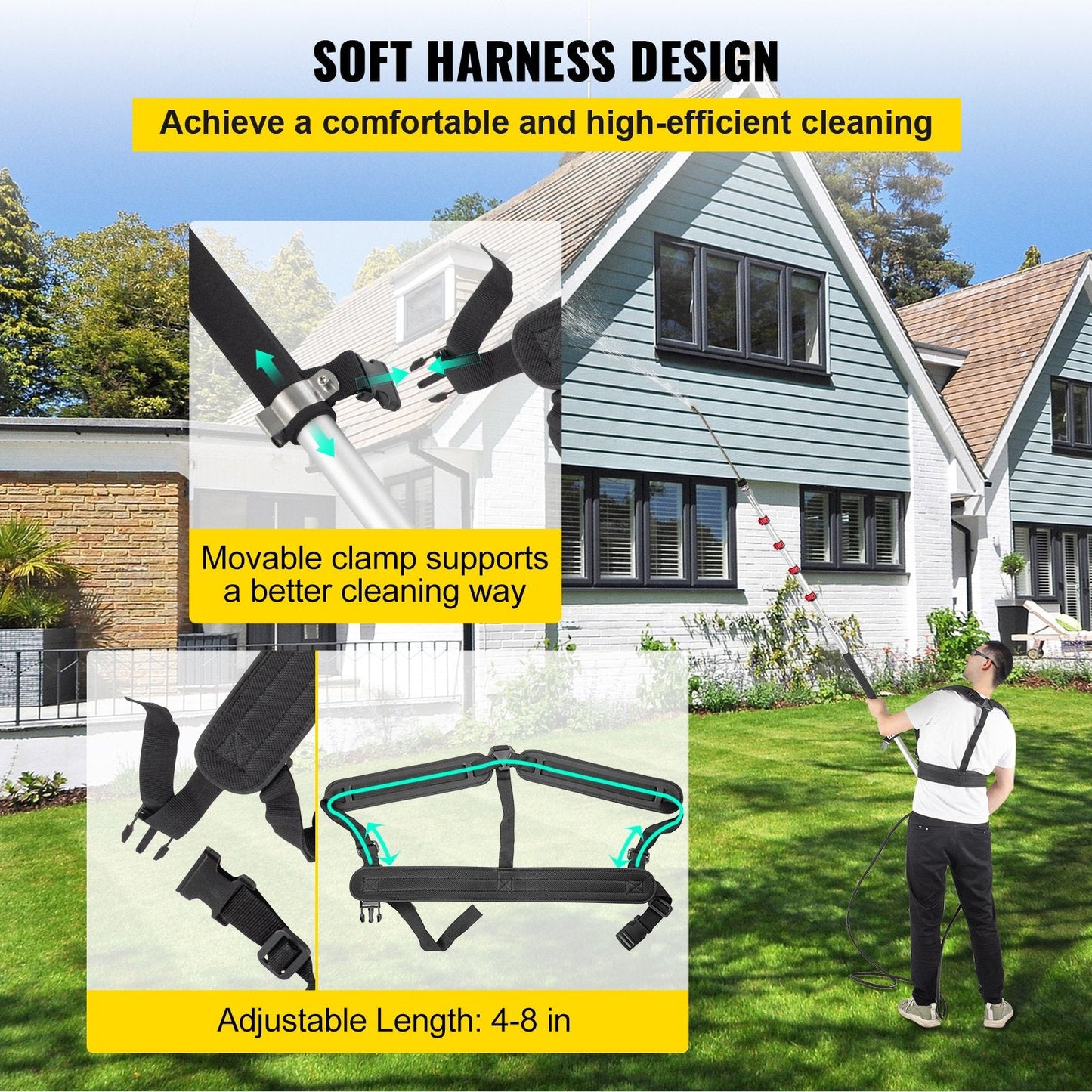 Telescoping Pressure Washer Wand, 6m Adjustable, 4000 PSI, 5 Nozzles, Quick Connect