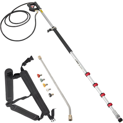 Telescoping Pressure Washer Wand, 6m Adjustable, 4000 PSI, 5 Nozzles, Quick Connect