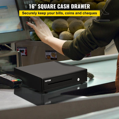 Heavy Duty Cash Drawer for POS Systems with 5 Bill & 6 Coin Trays, 41 cm Wide