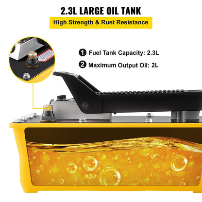 Air Hydraulic Foot Pump, 10,000 PSI, 2.3L Reservoir for Heavy Machinery