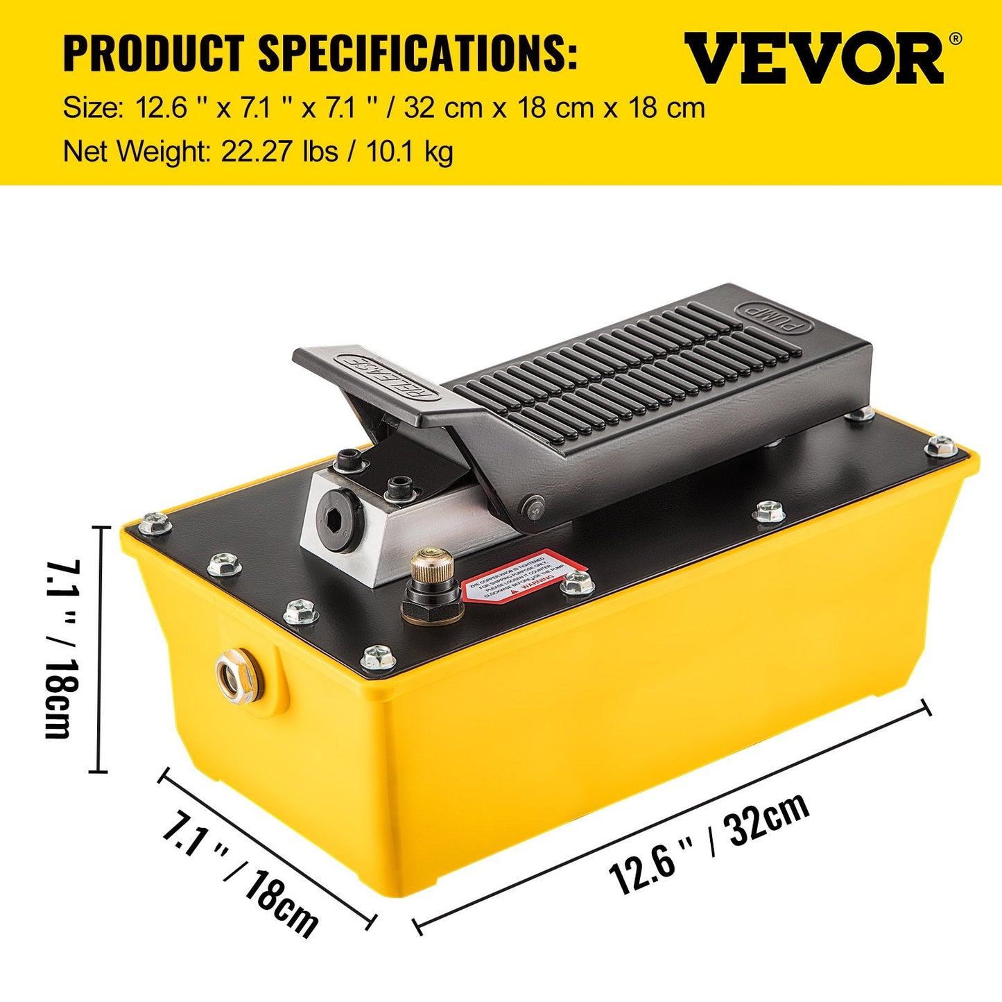 Air Hydraulic Foot Pump, 10,000 PSI, 2.3L Reservoir for Heavy Machinery