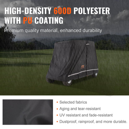 VEVOR 4 Passenger Golf Cart Cover, 600D Polyester Full Cover, Universal Fits for