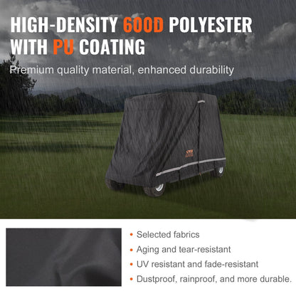 Universal 4-Seater Golf Cart Cover, Waterproof 600D Polyester with Zipper Doors