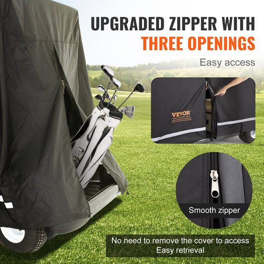 Universal 4-Seater Golf Cart Cover, Waterproof 600D Polyester with Zipper Doors