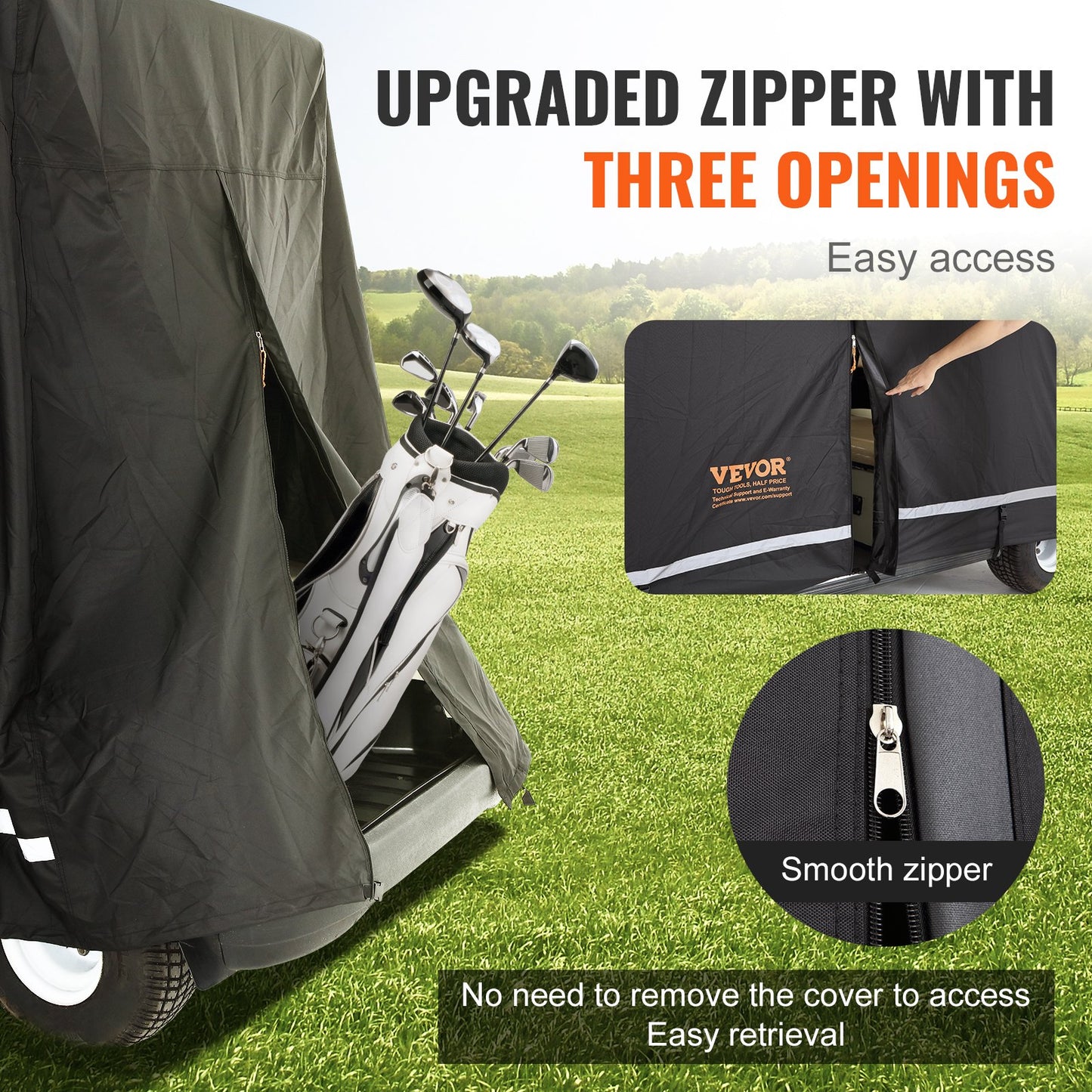 VEVOR 4 Passenger Golf Cart Cover, 600D Polyester Full Cover, Universal Fits for