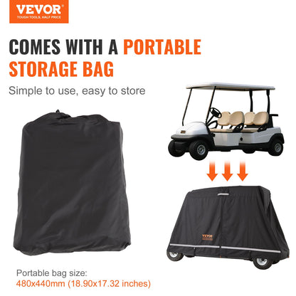 VEVOR 4 Passenger Golf Cart Cover, 600D Polyester Full Cover, Universal Fits for