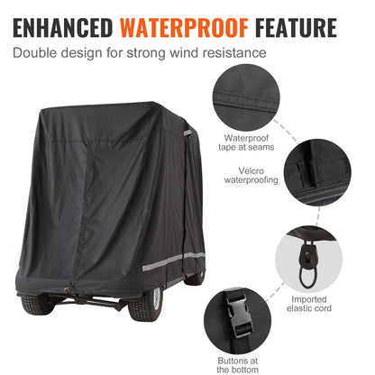 Universal 4-Seater Golf Cart Cover, Waterproof 600D Polyester, Easy Access Design
