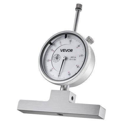 Depth Gauge, Depth Micrometer 0-22 in Measuring Range, 0.001 in Resolution, with 4 Anvils & 6 Standard Rods, Precision Easy to Read Mechanical Tool for Measuring Groove, Step, Hole