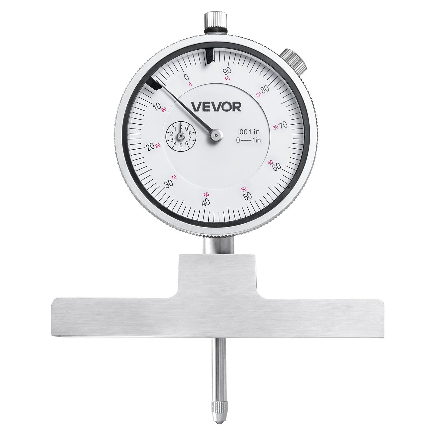 Depth Gauge, Depth Micrometer 0-22 in Measuring Range, 0.001 in Resolution, with 4 Anvils & 6 Standard Rods, Precision Easy to Read Mechanical Tool for Measuring Groove, Step, Hole
