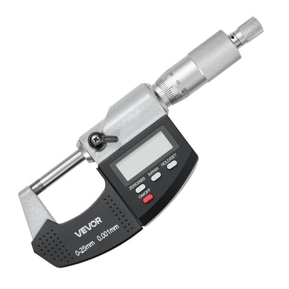Micrometer Set, Digital Outside Micrometer 0-25.4 mm Measuring Range, 0.001 mm Resolution, Ultra-Precision Accuracy, LCD Screen, in/mm Switch, Carbide Tip, with Protective Case