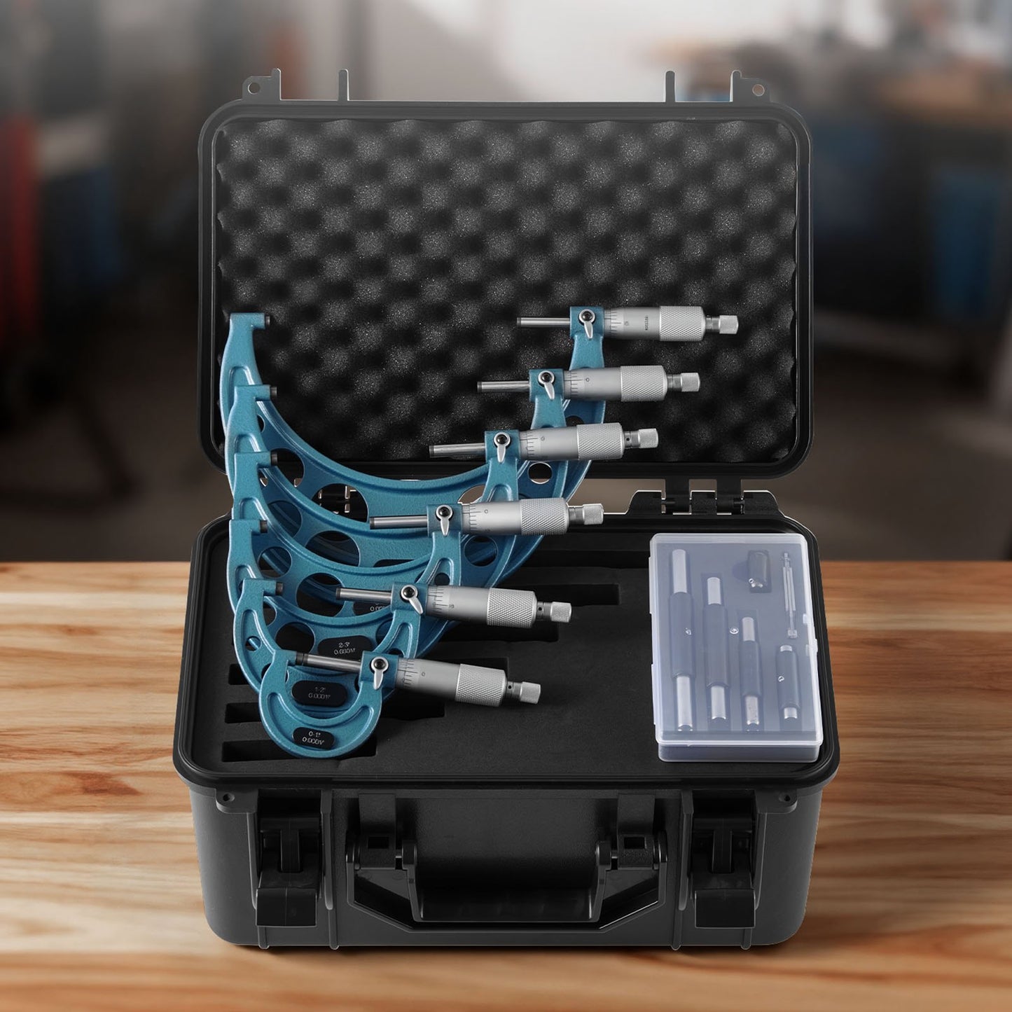 6 PCS Micrometer Set, 0-1/1-2/2-3/3-4/4-5/5-6/in Machinist Outside Micrometer, Precision Accuracy, Professional Machinist Tools with Protective Case, for Metalworking Engineering