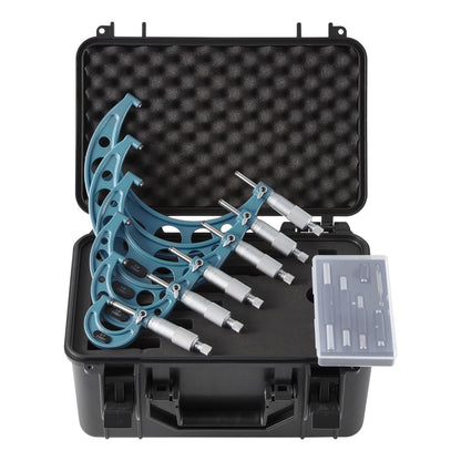 6 PCS Micrometer Set, 0-1/1-2/2-3/3-4/4-5/5-6/in Machinist Outside Micrometer, Precision Accuracy, Professional Machinist Tools with Protective Case, for Metalworking Engineering