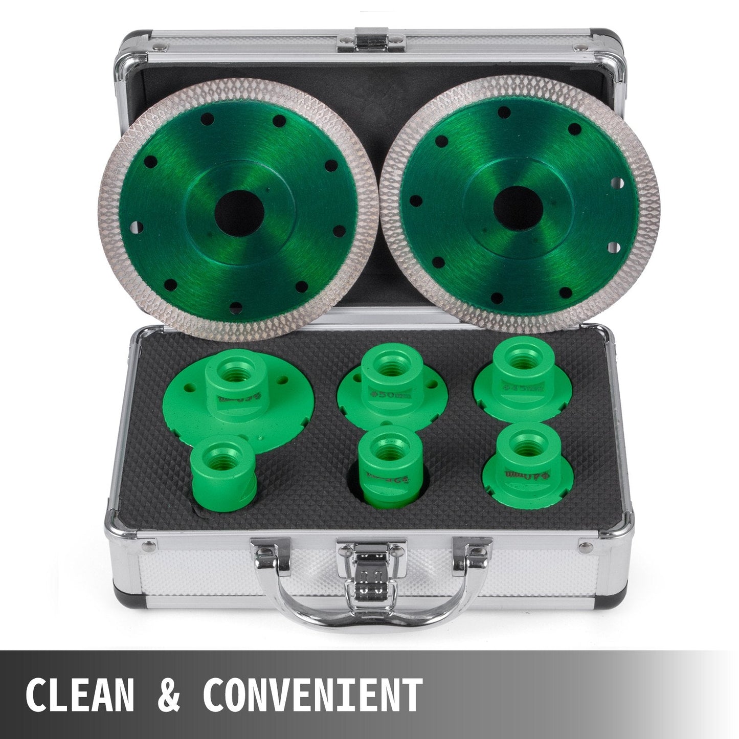 Diamond Hole Saw Set with Glass Drills, 6 Sizes (20-68mm), M14 Thread Compatible