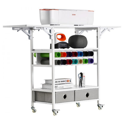 Rolling Craft Cart and Storage Table 14 Vinyl Roll Holders 2 Drawers Foldable