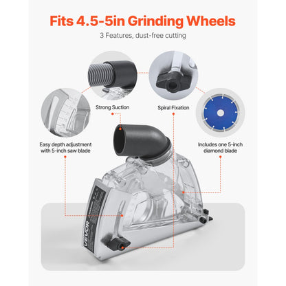 VEVOR Cutting Dust Shroud for Angle Grinders 100-125mm with 125mm Grinding Wheel