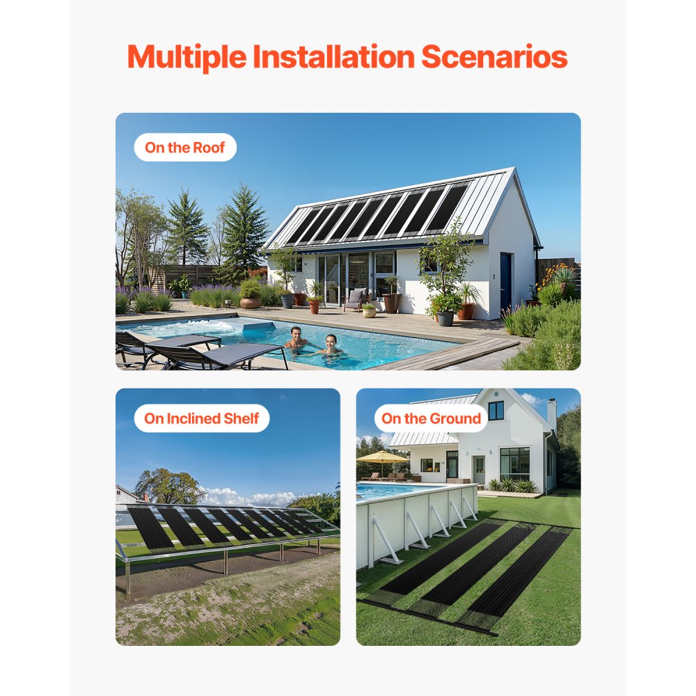 VEVOR Solar Pool Heater 1235 x 3100mm Aboveground & Inground Pool Heating System