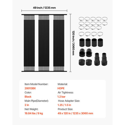 VEVOR Solar Pool Heater 1235 x 3100mm Aboveground & Inground Pool Heating System