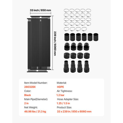 VEVOR Solar Pool Heater 850 x 6100 mm Aboveground Pool Heating System( 2 Panels)