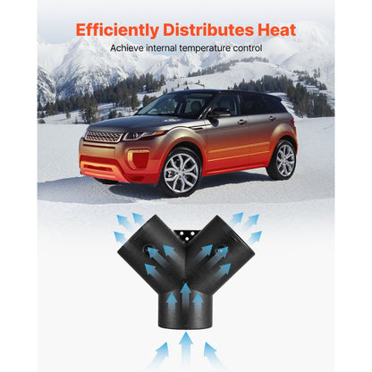 Diesel Heater Connector, 75mm Diesel Heater Duct Connector Accessories, 3-Way Y Branch Diesels Heaters Air Vent Duct with 2 90° Rotatable Valves, Black Joint Connectors for 2KW 5KW 8KW Heaters