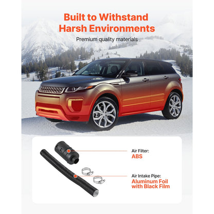 Diesel Heater Intake Pipe Kit, 25mm Car Air Parking Heater Ducting Pipe Hose Tube, Stretchable & Bendable Car Air Intake Filter Silencer Hose Pipes Kit with Clamps for 2KW 5KW 8KW Diesel Heaters