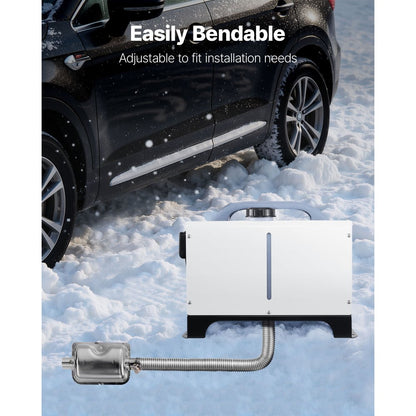 Exhaust Hose, 600mm Diesel Heater Flexible Exhaust Pipe, Stainless Steel Exhausts Hoses with 2 Hose Clamps, Air Diesel Parking Heater Exhausts Hoses Line for 2KW 5KW 8KW Diesels Heaters