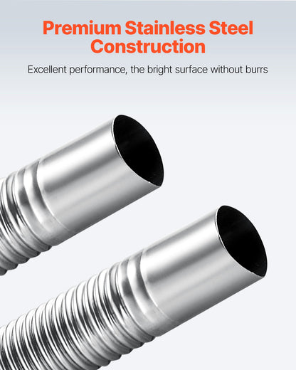 Exhaust Hose, 1490mm Stainless Steel Exhausts Hose, Diesel Heater Flexible Exhaust Pipe with 2 Hose Clamps, Exhausts Hoses Kit Diesel Heater Accessories for 2KW 5KW 8KW Diesels Heaters