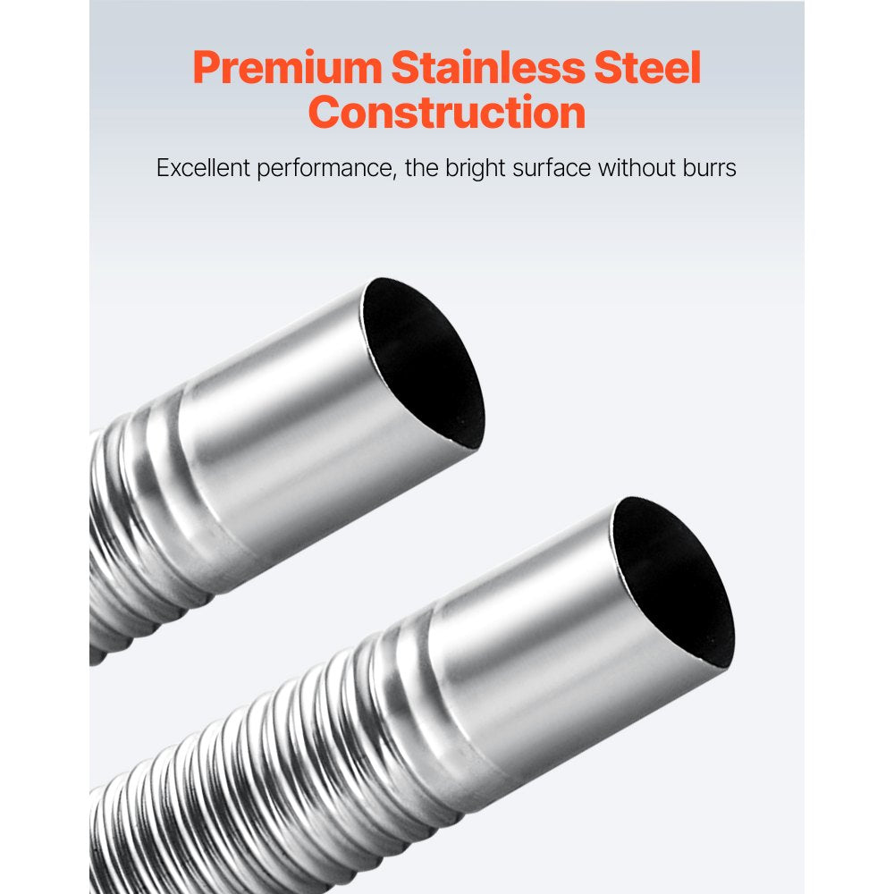 Exhaust Hose, 3000mm Stainless Steel Exhausts Hose, Diesel Heater Flexible Exhaust Pipe with 2 Hose Clamps, Exhausts Hoses Kit Diesel Heater Accessories for 2KW 5KW 8KW Diesels Heaters