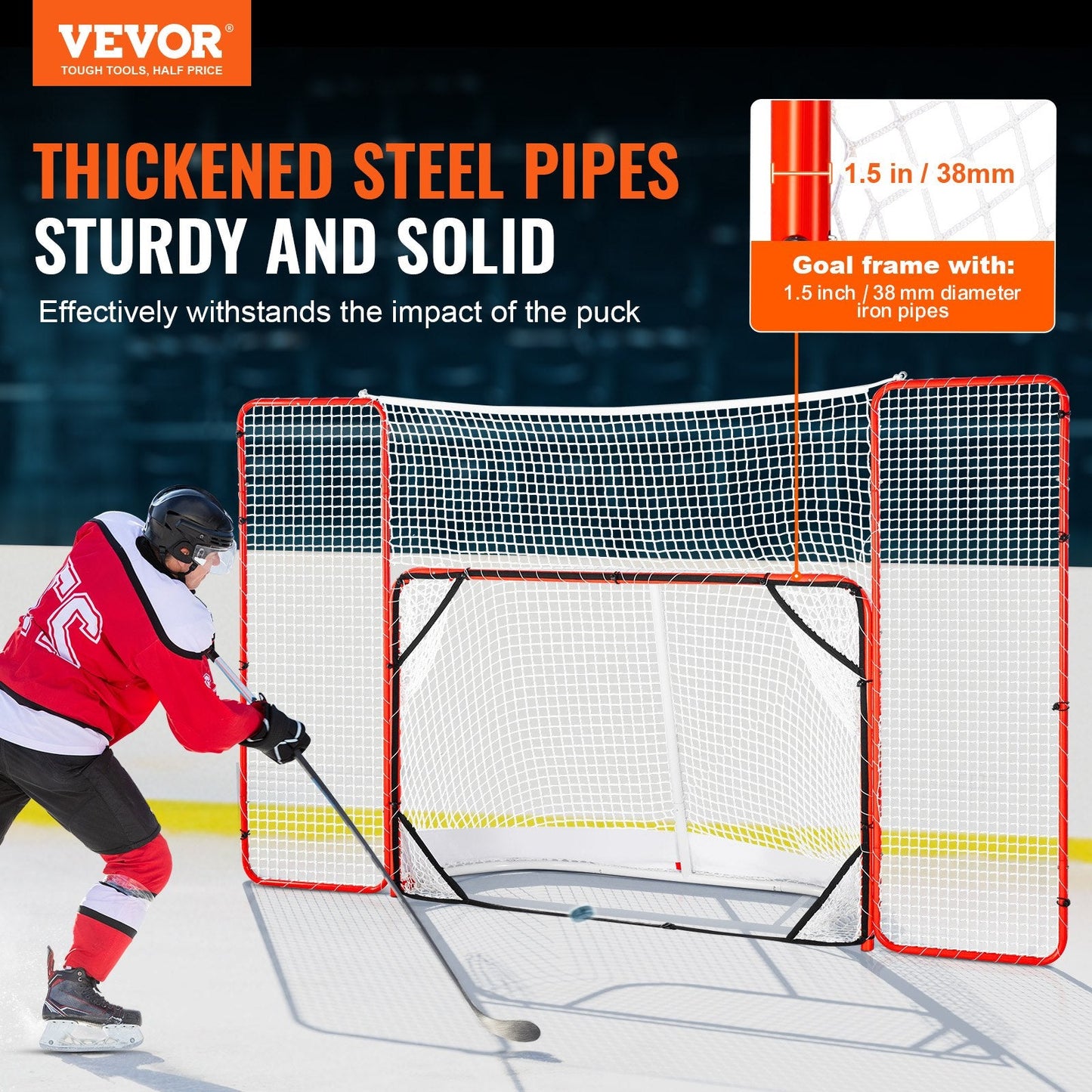 Steel Hockey Goal with Backstop & Targets for Outdoor Use, 3.1m x 1.8m