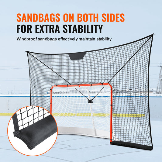 Outdoor Hockey Backstop Net with Target, 3.66x2.2m - Easy Setup & Durable Design