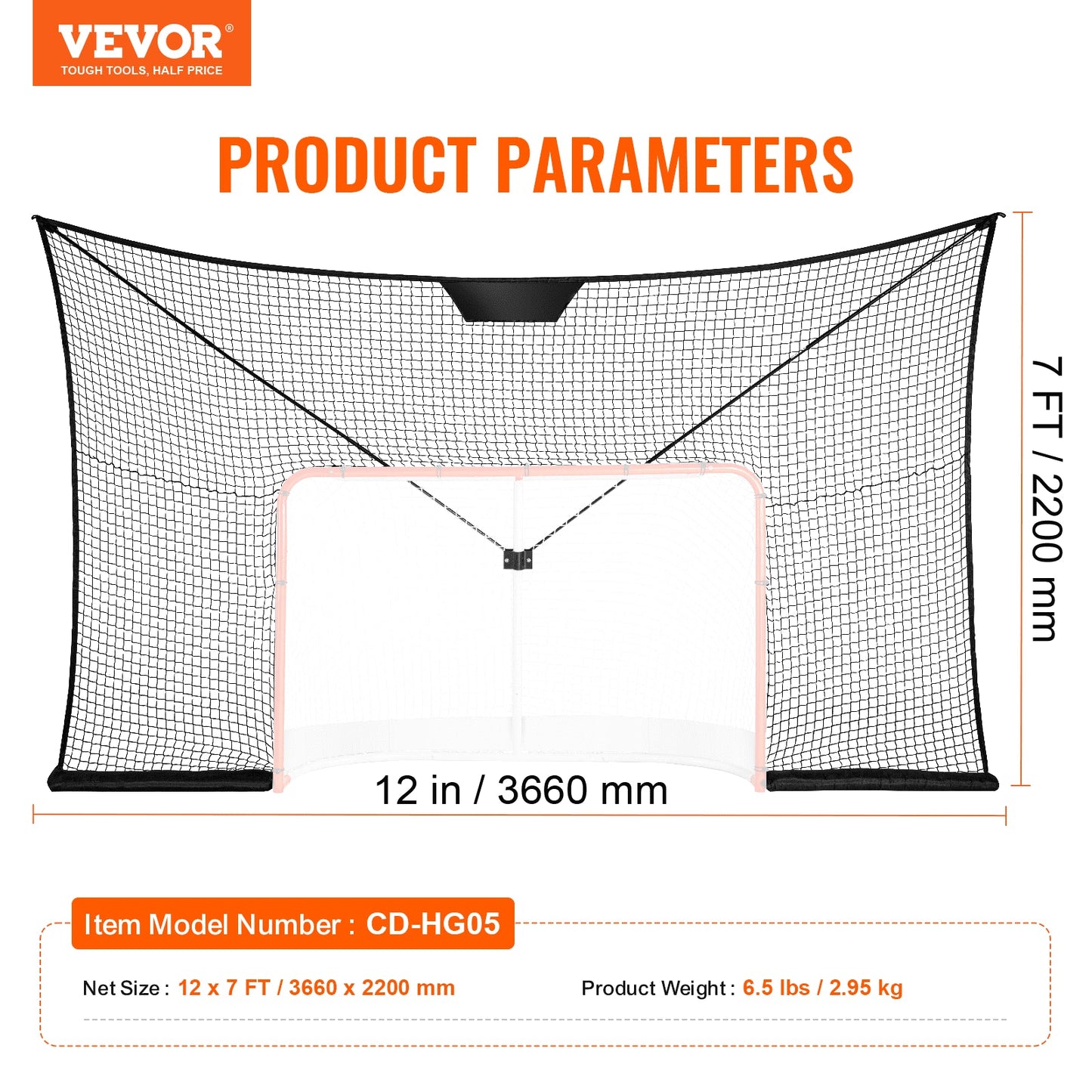 Outdoor Hockey Backstop Net with Target, 3.66x2.2m - Easy Setup & Durable Design